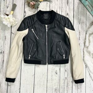 Zara leather moto racer leather jacket Rare